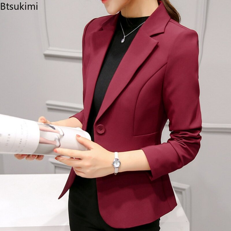 エレガントな女性のオフィスジャケット,フルスリーブワークジャケット,カジュアルコート,6色あり,婦人服,2022