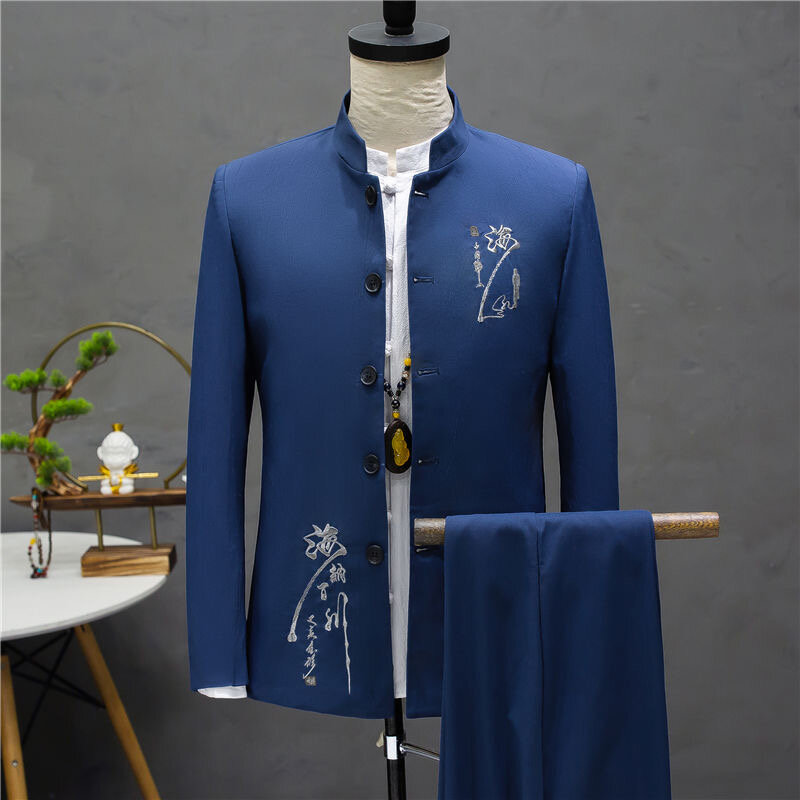 Z207Autumn pan młody Zhongshan garnitur męski styl etniczny stójka chiński stylowy kombinezon