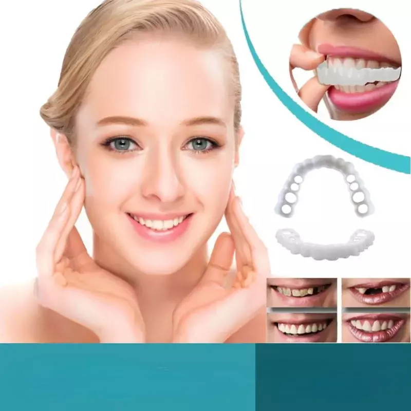 Penutup gigi palsu sempurna untuk pemutih gigi, jepret silikon senyum, gigi tiruan fleksibel, alat kecantikan kosmetik