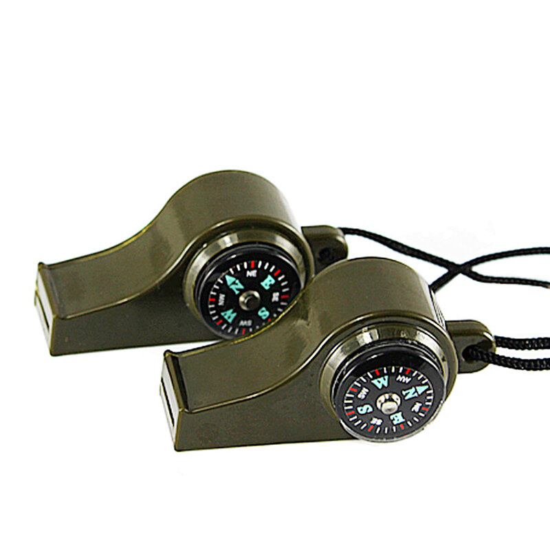 Emergency Survival Whistle Compass Termômetro, Cheerleading Whistle, Artigos esportivos, Camping e caminhadas ferramentas ao ar livre, 3 em 1