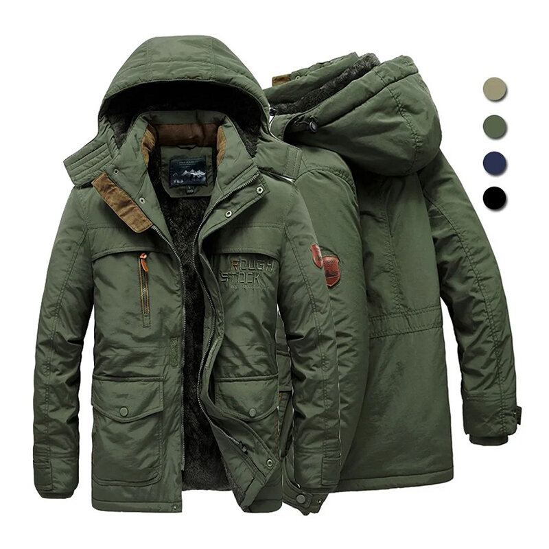 Jaket hoodie pria, jaket pria kualitas tinggi 6XL, jaket militer bertudung Mode Pria, parka tahan angin tebal hangat bulu domba baru musim dingin