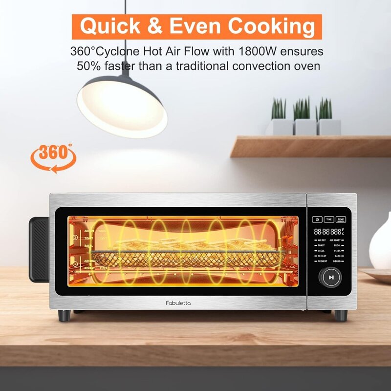 Air Fryer Toaster Oven Combo  10-in-1 Countertop Convection Oven 1800W, Flip Up & Away Capability for Storage Space