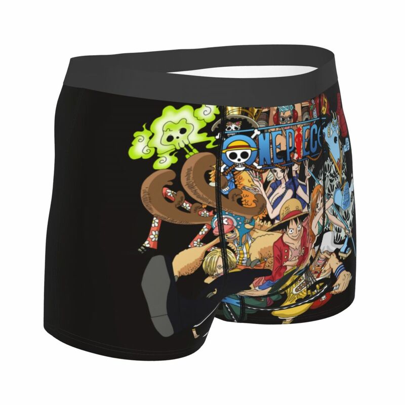 Best One Collage Collection Poster Man's Boxer Briefs Luffy Highly Breathable Underpants Top Quality Print Shorts Birthday Gifts