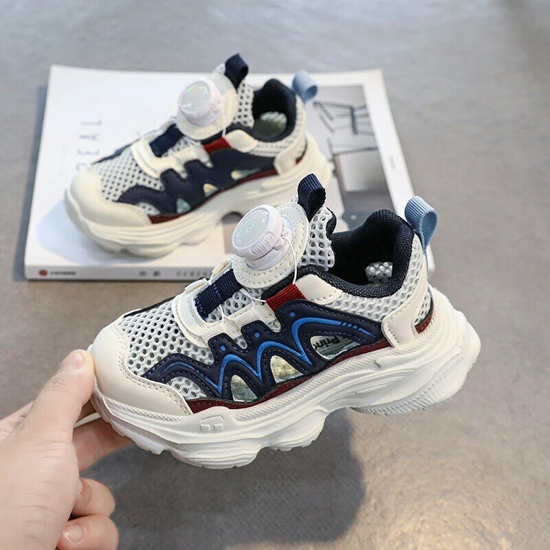 Sandal anak laki-laki dan perempuan, Sneaker rongga putih kecil trendi jala bernafas ringan musim panas