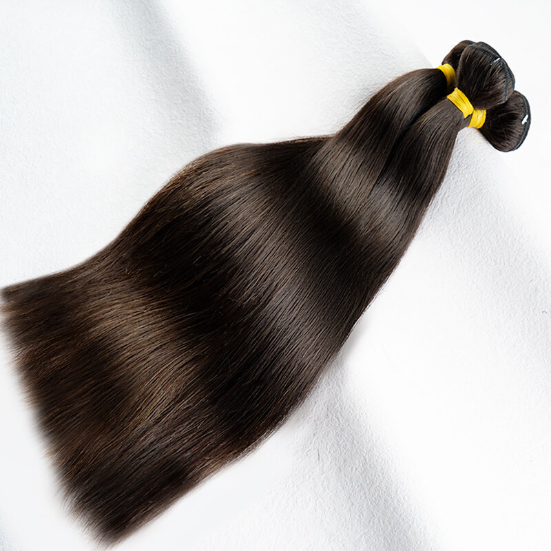 Fasci di capelli umani al 100% con chiusura fasci di capelli umani lisci brasiliani estensioni dei capelli umani colore nero naturale capelli spessi