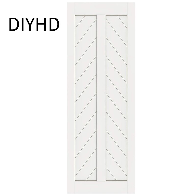 DIYHD 38X84in ryby kości V kształt przesuwne stodoły płyty MDF stały rdzeń zagruntowane wewnętrznego drzwiowego Panel (zdemontowany)