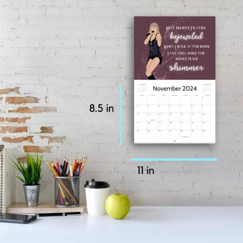 Calendario de pared de papel The Eras Tour, regalos de Año Nuevo con bobina, calendario colgante de planificación de tiempo para interiores