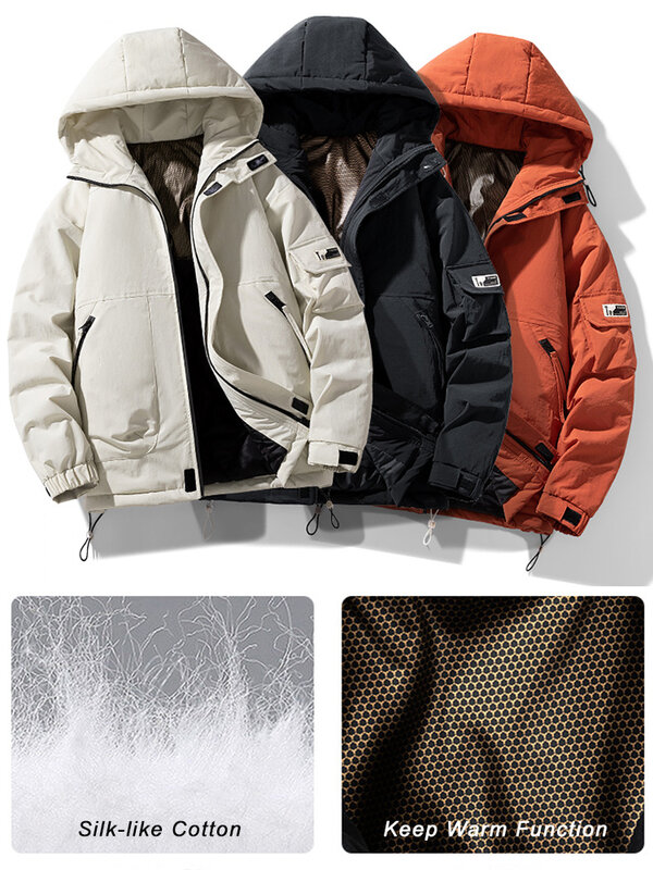남성용 두꺼운 파카, 따뜻한 재킷, 멀티 포켓, 캐주얼 후드 바람막이 패딩, 보온 코트, 플러스 사이즈 8XL, 2023 겨울 신상