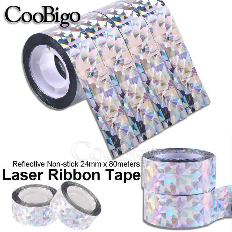 Glitter Laser Tape Reflecterende Decoratieve Masking Holografische Tapes Dubbelzijdig Lint Band Zilver Wit Gebroken Spiegel Non-stick