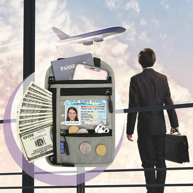 حقيبة الرقبة الغطاء الواقي ، منظم بطاقة الائتمان ، حقيبة جواز سفر الكتف ، حامل جواز السفر الرسن ، RFID Crossbody محفظة