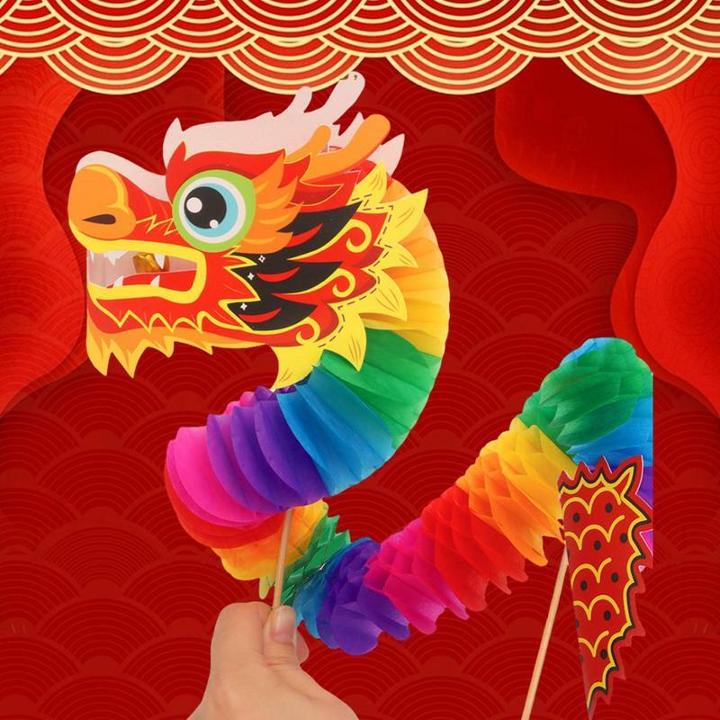 Mainan naga Cina Tahun Baru buatan tangan naga kertas karangan bunga Naga Tahun Baru hadiah naga multifungsi Tahun Naga
