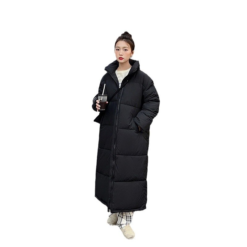 Abrigo de invierno para mujer, ropa de Color sólido, manga larga, bolsillo con cremallera, cintura ancha, calle alta, informal, suelto