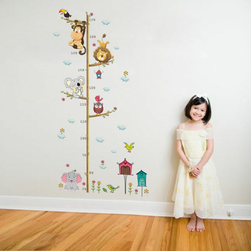 Adesivo parede para medida altura desenho animado, gráfico crescimento para quarto infantil, decoração quarto