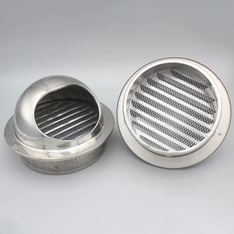 Air Vent Grille Stainless Steel Round Bull Nosed Extractor Wall Vent Outlet Exterior Wall Air Vent Cover Ducting Ventilation