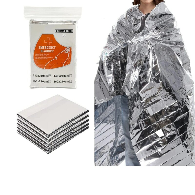 Sliver Emergency Blanket Survival Ourdoor Military Thermal Rescue For Camping Hiking Travel First Aid Windproof Waterproof Foil