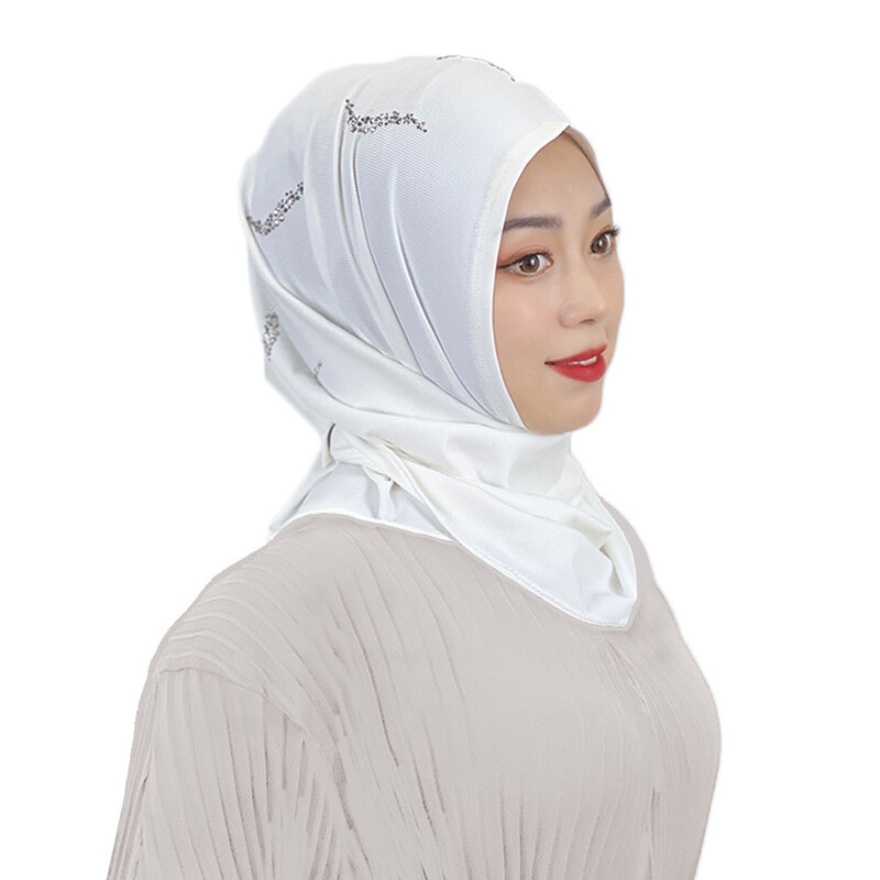 Topi syal Muslim Fashion topi Muslim dengan berlian imitasi Pull Up Baotou kepala Arab Turban bungkus Muslim topi Turban wanita Muslim