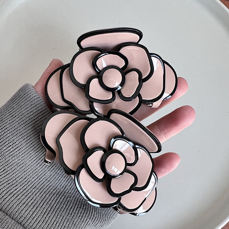 Flower Acetate Claw Handmade Pink Tone Design Clip Painting Luxury Barrettes Hair Claw Tortoise Shell Fashion Accessories