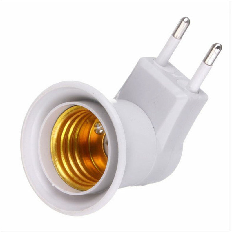 Enchufe de luz LED E27 blanco práctico a adaptador de soporte de enchufe de la UE, convertidor de encendido/apagado para lámpara de bombilla, Venta caliente, 1PC