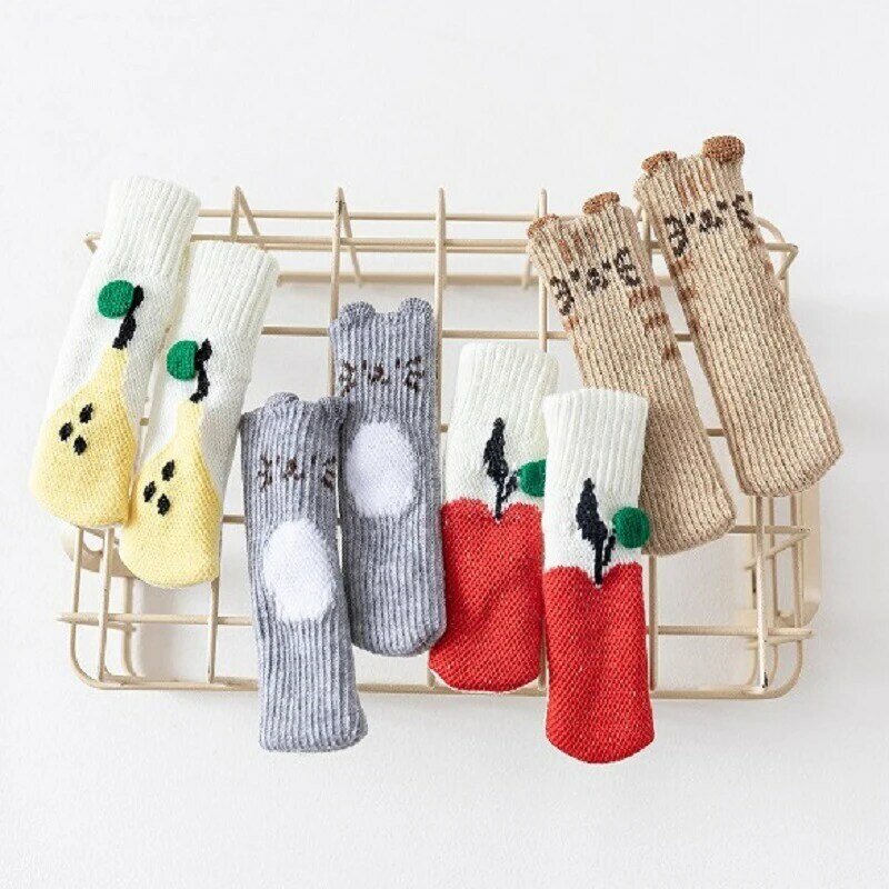 4pc Cute Table And Chair Foot Pad Foot Cover Protective Cover Cat Claw Knitted Socks Mute Wear-resistant Non-slip Mat Home Mat