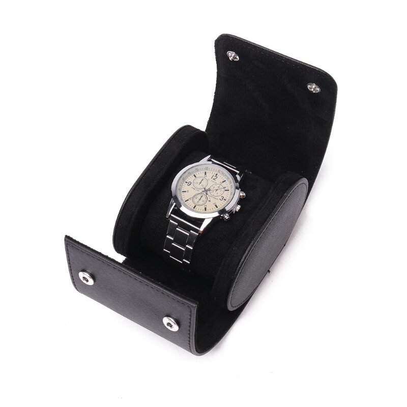 652F PU Skórzany zegarek na rolce Pojedynczy zegarek podróżny etui dla mężczyzn i kobiet