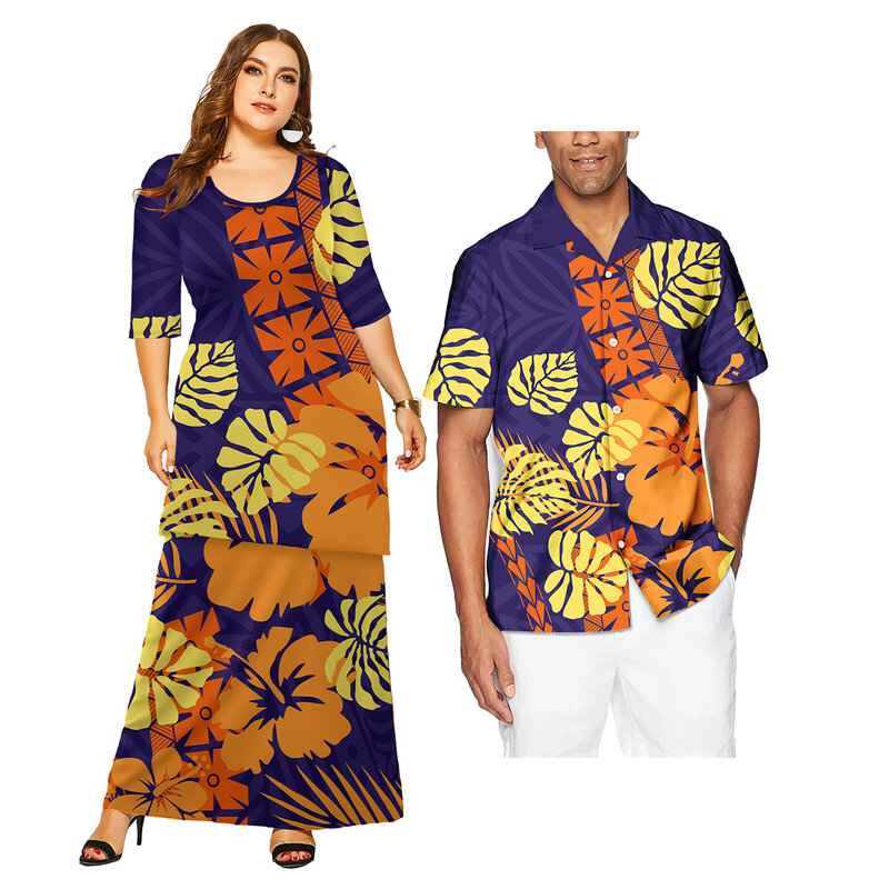 Two Pieces Set Streetwear Dress Sets For Women Formal Party Prom Polynesian Couple Of Set Hawaiian Style Matching Couple Suit