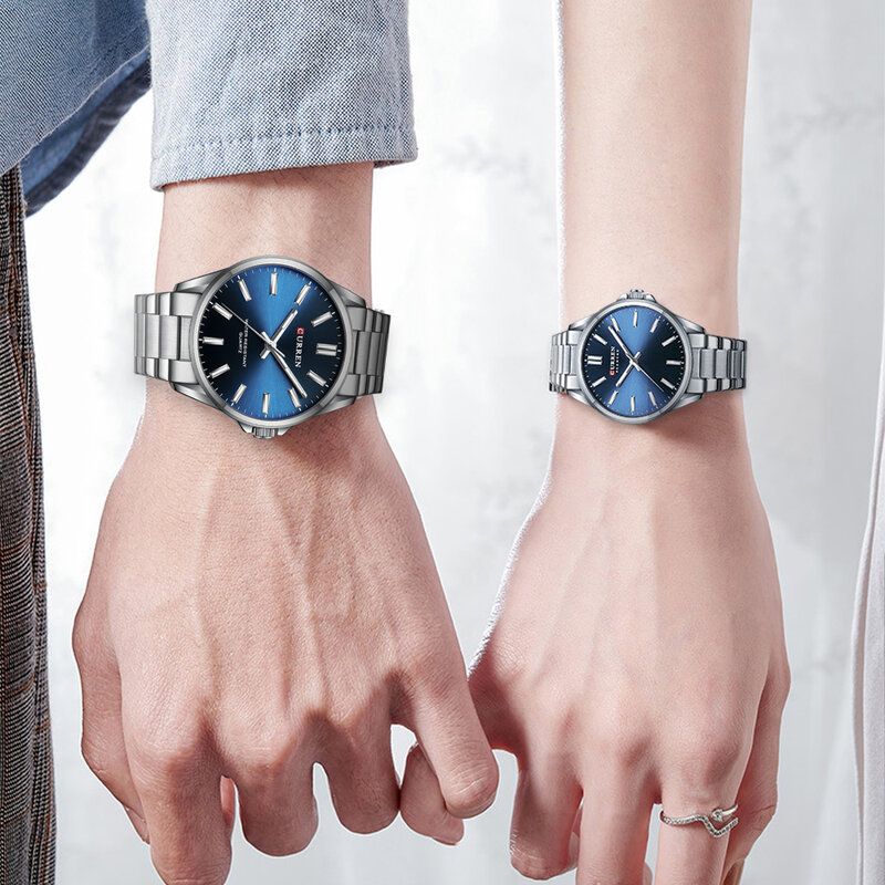 Curren Modemerk Paar Horloges Voor Liefhebbers Eenvoudige Klassieke Kwarts Roestvrijstalen Armband Polshorloges Met Lichtgevende Handen