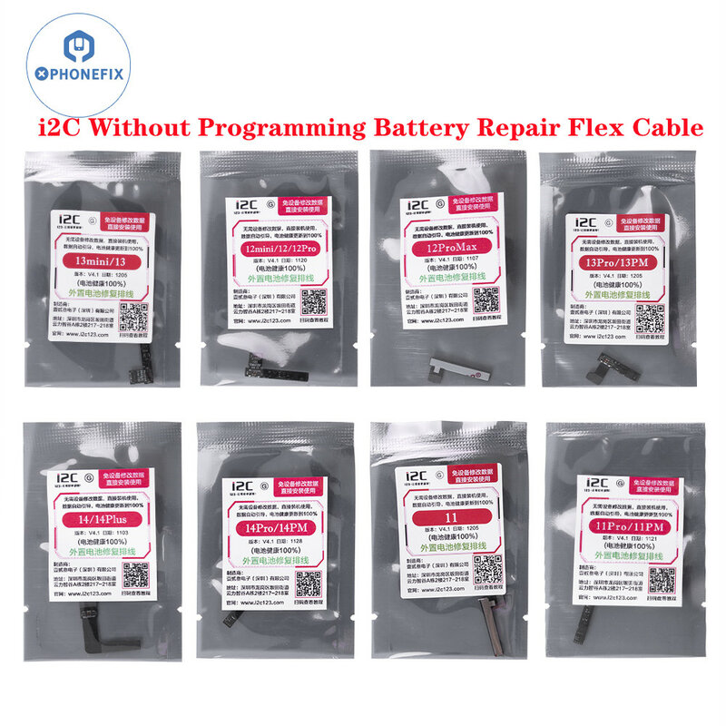 Cable flexible de reparación de batería i2C sin programación para iPhone 11-14 ProMax, herramientas de reparación de batería, calibración de datos de salud