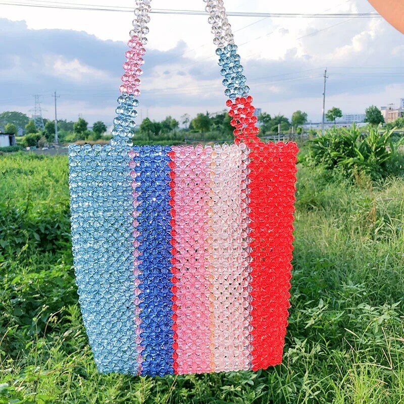 女性のための透明なアクリルハンドバッグ,虹色のアクリルハンドバッグ