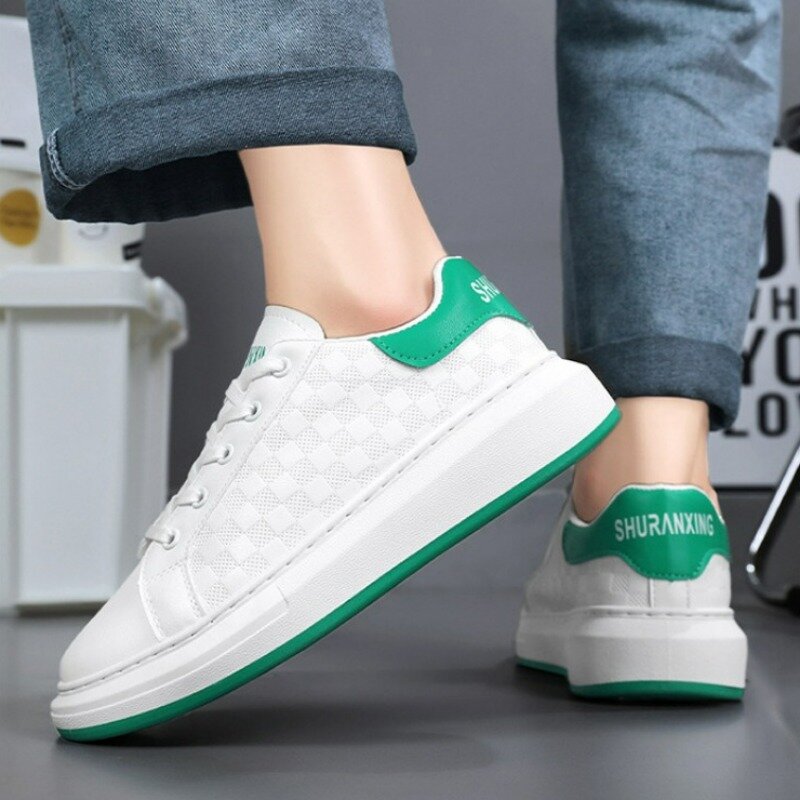 Summer Sneakers 2024 Men Fashion Luxury White Leather Casual Shoes Outdoor Breathable Soft Jogging Fitness Training Tenis Hombre