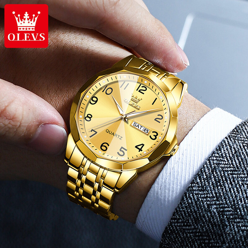 OLEVS Relógio de quartzo masculino, mostrador digital minimalista, pulseira de aço inoxidável, relógio de losango, moda empresarial masculina, novo