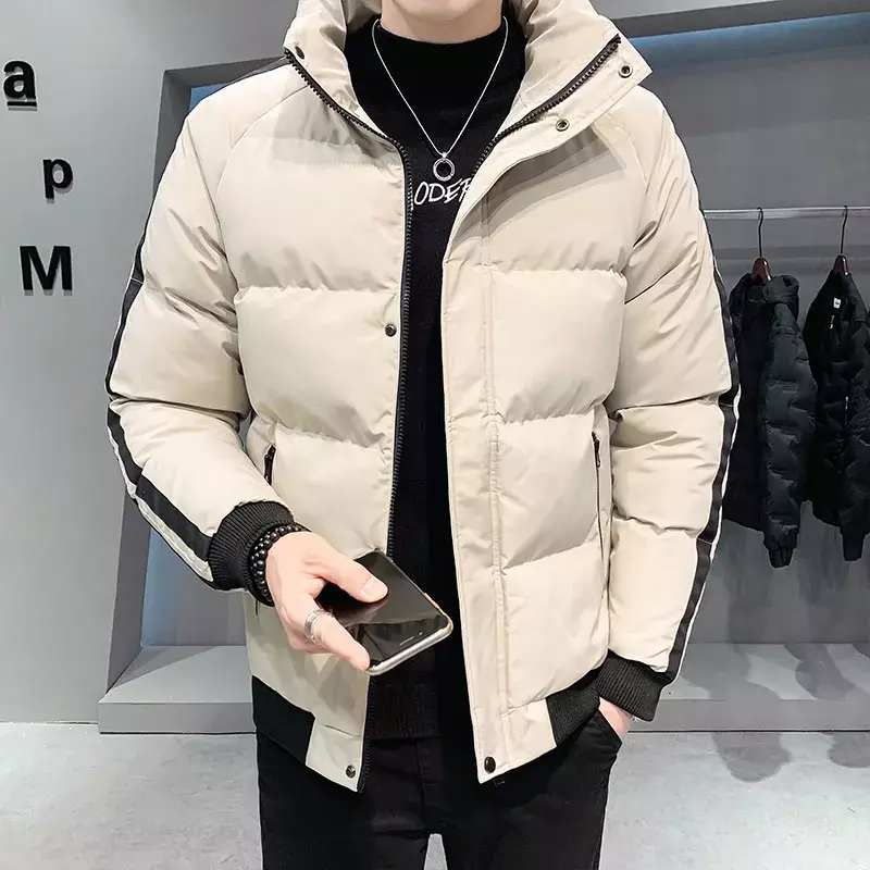 Men's Thick Warm Cotton Jacket Fashion Solid Color Wild Casual Cotton Jacket