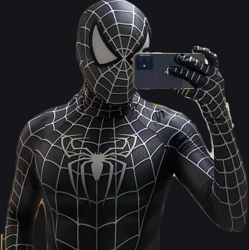 Halloween pria Spiderman cosplay hitam raimo kostum Cosplay Venom Symbiote Raimi setelan Zentai Bodysuit dewasa anak-anak