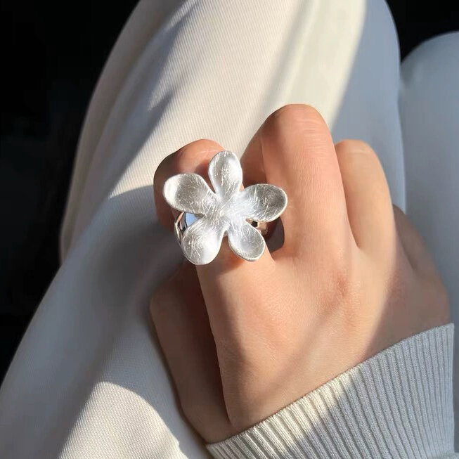 BF نادي 925 فضة خاتم للنساء مجوهرات سلسلة زهرة إصبع مفتوحة اليدوية حلقة الحساسية للحزب هدية عيد
