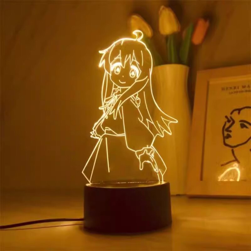 Anime Figuur 3d Led Lamp Manga Meisjes Nachtlampjes Geschenken Acryl Slaapkamer Bedlampjes Ornamenten Met Afstandsbediening 7/16 Kleuren