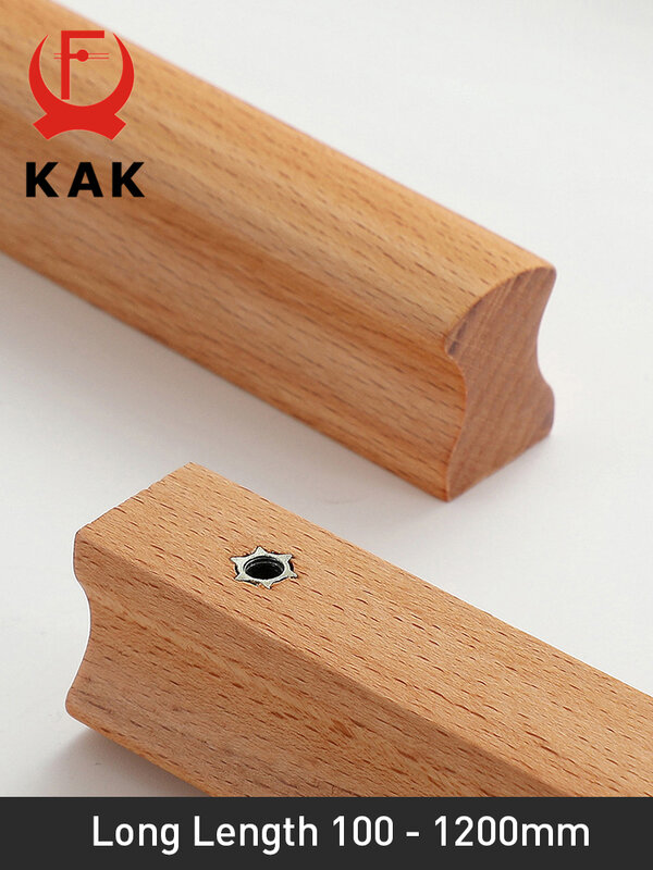KAK-tiradores de madera para muebles, tiradores de 1200mm de largo para armarios y cajones, pomos de tocador, tiradores de armario, herrajes para puerta de cocina