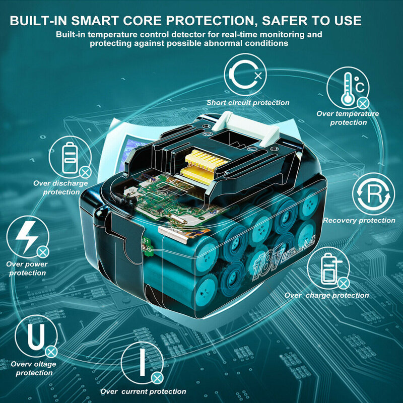 Baterai 18v untuk makita BL1860 BL1850B BL1850 BL1840 BL1830 obeng baterai & pengisi daya 18v penggantian alat listrik baterai.