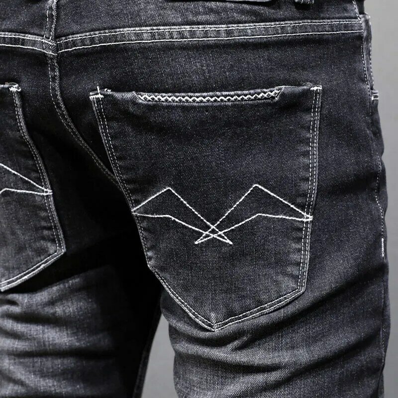 Modedesigner Männer Jeans hochwertige Retro schwarz grau Stretch Slim Fit Vintage Jeans Männer lässig Jeans hose Hombre