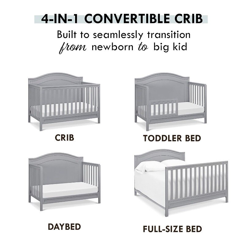 DaVinci Charlie 4-in-1 Convertible Crib, Greenguard Gold Certified, Multiple colors available