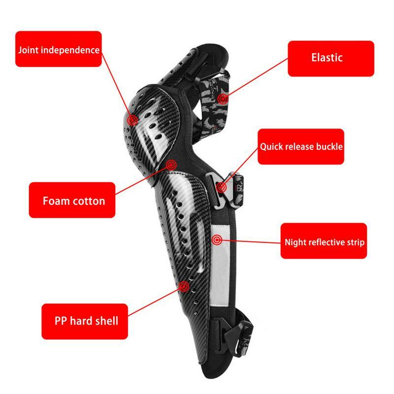 Bantalan Pelindung Tulang Kering Sepeda Motor Pelindung Tulang Kering Lutut 4 Buah Bantalan Lutut dan Bantalan Siku Set Pelindung Dapat Disesuaikan untuk Motocross