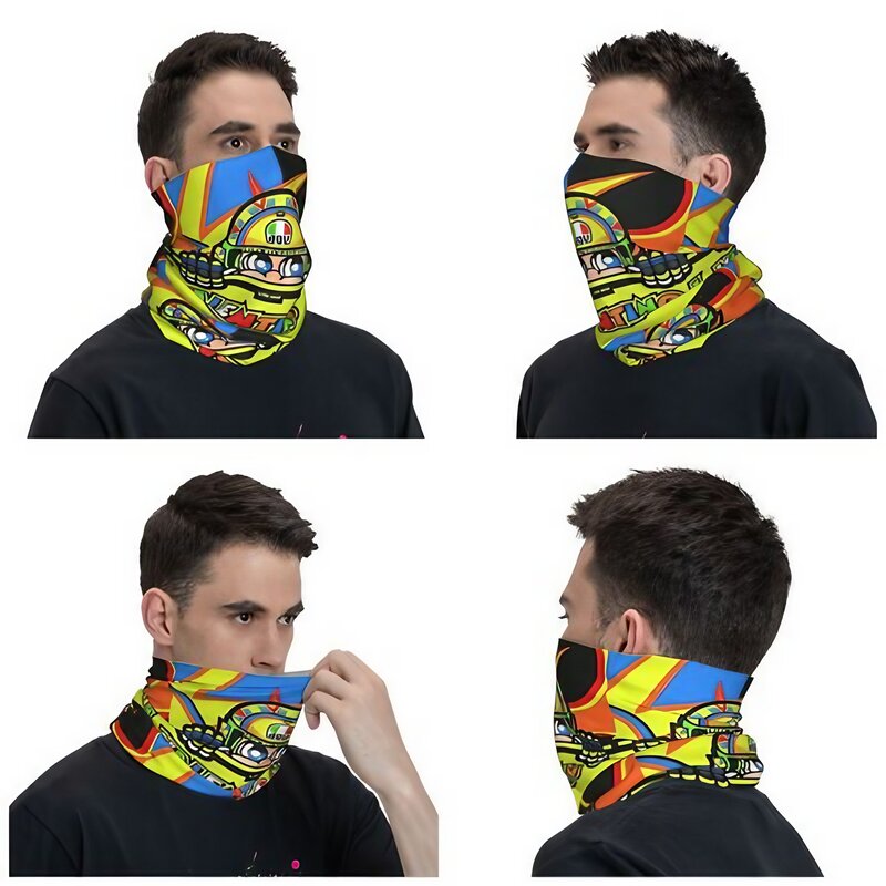 Motorcycle Racing Bandana Neck Cover Printed Rossi Mask Scarf Multifunctional Cycling Scarf Riding Unisex Adult All Season