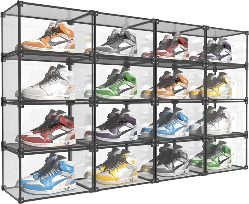 Abertura Lado Magnético Transparente Caixa De Sapato De Armazenamento De Plástico, armário De Exibição De Sapato, caixa De Armazenamento De Sapatilha