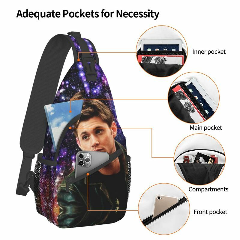 Dean Winchester Sling Chest Bag Custom Supernatural TV Show Crossbody Shoulder Backpack for Men Cycling Camping Daypack