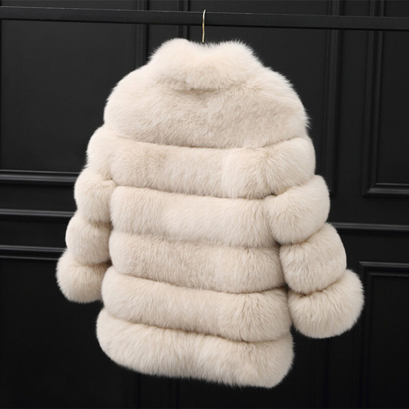 Abrigo de piel de zorro sintética para mujer, chaqueta peluda gruesa y cálida de alta calidad, moda de invierno, 2023