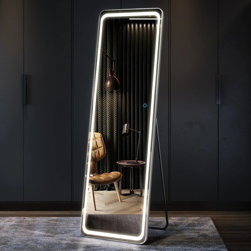 Kingyee led espelho de comprimento total, parede & espelho de assoalho, espelho de pé, espelho de suspensão, espelho de corpo inteiro grande e alto