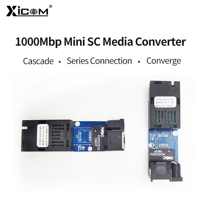 Convertidor de medios óptico mini SC Gigabit A/B 1F1E, placa de metro, fibra, placa PCBA, modo único, interruptor de fibra simple de 100/1000M, 5 pares