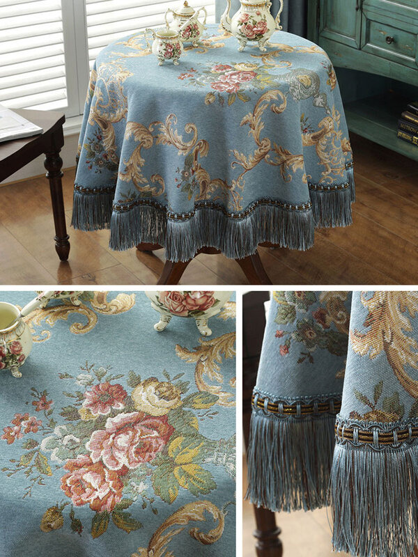 Скатерть из синели в европейском стиле, плотная прямоугольная скатерть, жаккардовая Пылезащитная скатерть с кисточками для обеденного стола