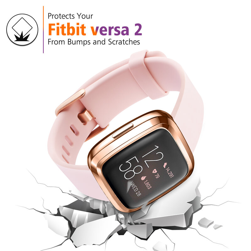 Caso protetor de tela para Fitbit Versa 2, Versa 3, Versa Lite, 7 cores, capa macia, caixa do relógio inteligente, acessório resistente a riscos