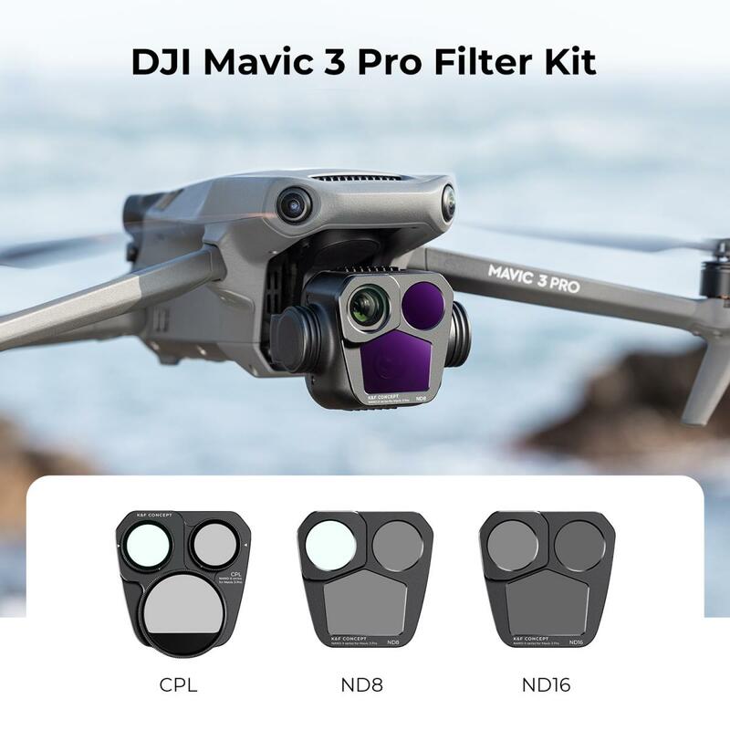 K & F Concept Drone Filter untuk DJI Mavic 3 Pro Kit Filter 3 buah (CPL + ND8 + ND16) 28 lapisan lapisan HD optik kaca anti-reflektif