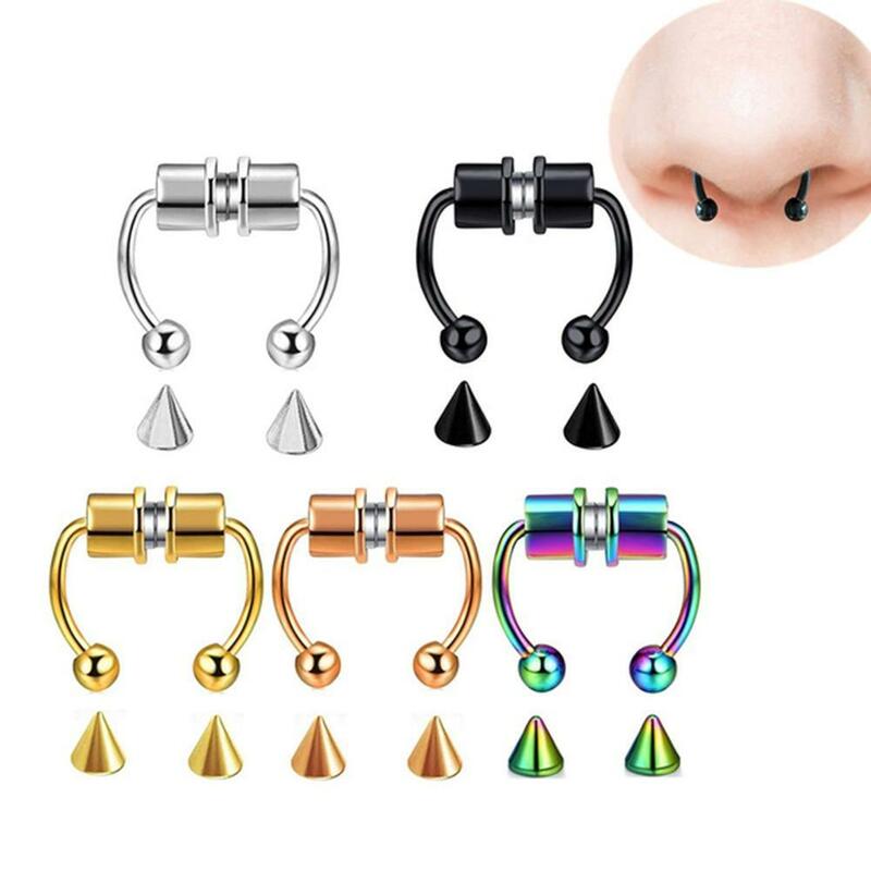 Alloy Fake Nose Piercing Hoop para Mulheres, Anéis de Septo, Jóia do Corpo, Não-Piercing, Clipe Nariz, HipHoop