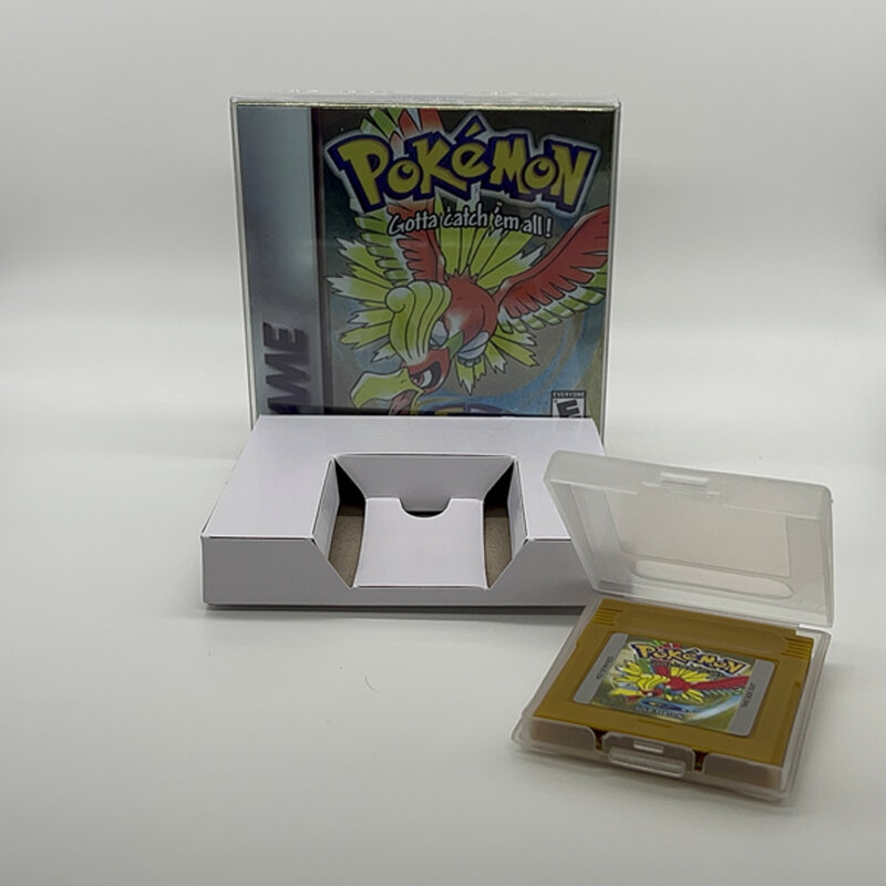 Игровой картридж серии Pokemon, голубой кристалл, золотой, зеленый, красный, серебристый, желтый, 7 версий, GBC, в коробке, для 16-битной видеоигры, без руководства